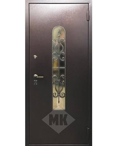 металлическая дверь с кованой решеткой, отделка порошковым напылением в туле