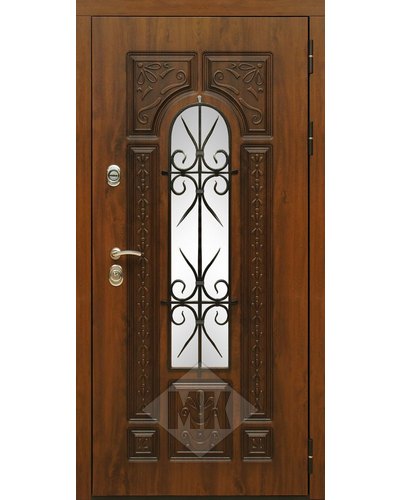 металлическая дверь с кованой решеткой, отделка мдф в туле