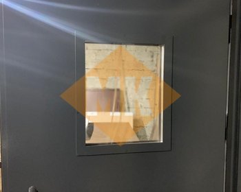 стеклянная вставка металлической технической двери