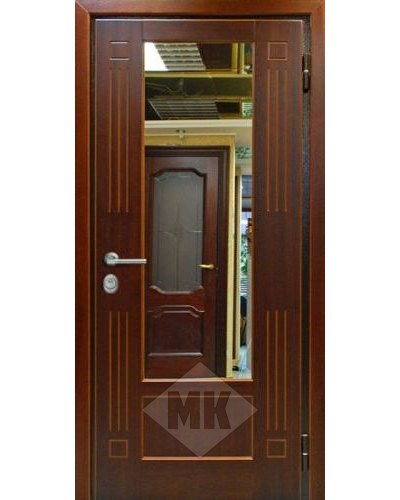 металлическая дверь с отделкой мдф и зеркальной вставкой в туле